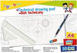 GIMBOO Bloc desen A4, 10 file - 150gsm, coperta carton, GIMBOO - foi albe (GB-7539BTS17-99)