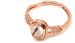 R. M. ékszer Turmalinkvarc gyűrű 9x8 mm, rozéarany, állítható „Fény és Árnyék (019465)