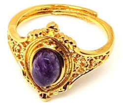 R. M. ékszer Csaroit gyűrű díszes 17x11 mm, aranyszínű, állítható „Alkonyfátyol (019509)