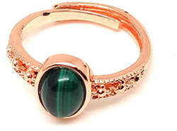 R. M. ékszer Malachit gyűrű ovál 10x8 mm, rozéarany, állítható „Smaragdsáv (019467)