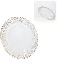 Chomik Kerek dísz alátéttányér 33x33x1, 5cm átlátszó arany 69273 (VEN7793)