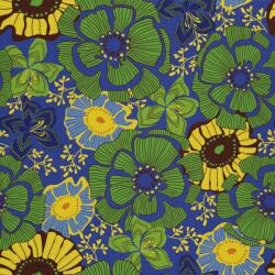Heko Panels Textil anyag, Zöld-sárga virágok, Poliészter 100%, 210g/pm, Méret: 100cm x 155cm, DX726 (DX726)