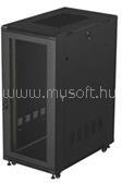 Lanberg FF01-6027-23B 19" 27U SZÉL: 600mm MÉLY: 1000mm MAG: 1300mm lapraszerelt hálós fémajtós fekete álló szerver szekrény (FF01-6027-23B) (FF01-6027-23B)