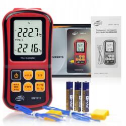 benetech digitális hőmérő, 2 db K típusú szonda, -50~300°C, LCD képernyő, 72x29x145, 5mm (GM1312)