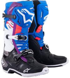 Alpinestars Tech 10 Supervented perforált motoros csizma kék-lila-rózsaszín-fehér-szürke-fekete