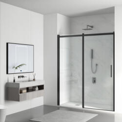 Balneo Porta zuhanyajtó átlátszó üveggel 110x195 cm, matt fekete profilszín K0301010210-2 (K0301010210-2)