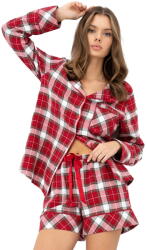 Sensis pijama damă cu nasturi Sensis Clariel roșu flanel: XL (34882 XL)