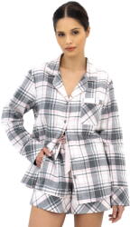 Sensis pijama damă cu nasturi Sensis Sofie gri-roz flanel: XS (34880 XS)