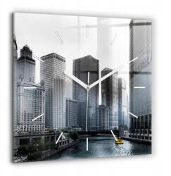  Négyzet alakú Design Üvegóra Grafikával Városi panoráma XXL 60x60 cm (010010500080100271835)