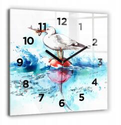  Négyzet alakú Üveg Falióra Irodába Festett Sirály Mintával 60x60 cm (010010500080200269975)