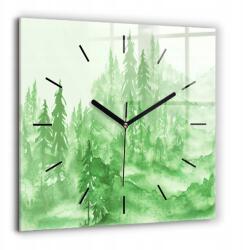  Négyzet alakú Üveg Falióra Grafikával Festmény Zöld erdő 60x60 cm (010010500080200267257)