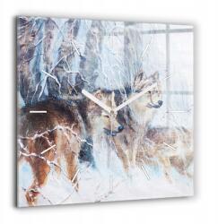  Nagy Négyzet alakú Fotó Üveg Óra Lakás Farkasok az erdőben XXL 60x60 cm (010010500080100271154)