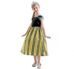 DEPOX Rochie carnaval Anna Frozen, 7-9 ani , Multicolor, 130 cm (3208) Costum bal mascat copii