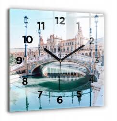  Üveg falióra Irodába Grafikával Spanyol tér Sevilla 60x60 cm (010010500080200270250)