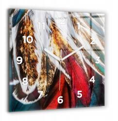  Négyzet alakú Üveg Falióra Irodába Világosbarna madártoll 60x60 cm (010010500080100273590)