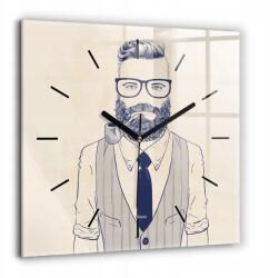  Minimalista Fotó Üveg Falióra Férfi szakállas Nagy 60x60 cm (010010500080200266849)