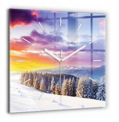  Négyzet alakú Üveg Falióra Irodába Téli Hegyi Tájkép 60x60 cm (010010500080100271591)