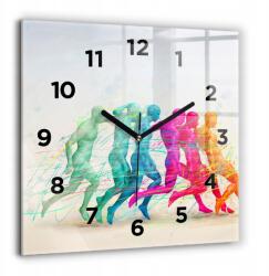  Elegáns Négyzet alakú Fotó Üveg Falióra Színes Emberek 60x60 cm (010010500080200269145)
