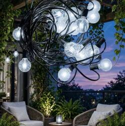 Life Light Led Kerti LED fényfüzér toldható, 20 méter, 25db hideg fehér körte Leddel, vízálló IP44. LIFE LIGHT LED 2 év garancia! (LLKER20M25DBIP44CW)