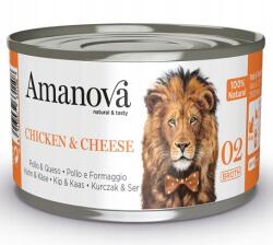 Amanova Cat Chicken & Cheese csirke és sajt húsleves dobozban 70g [02]