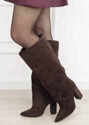 Ideal Shoes Cizme lungi maro cu toc masiv 2920A-1 115 (2920A-1BROWN-38)