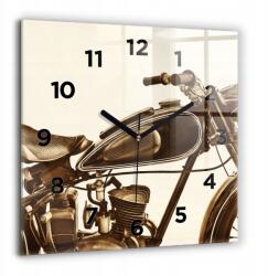  Négyzet alakú üveg falióra Vintage motorkerékpár szépia irodába 60x60 cm (010010500080200269034)