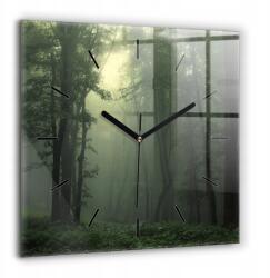  Dekoratív Üvegóra Nyomtatott Ködös erdő a reggelben Nagy 60x60 cm (010010500080200267666)