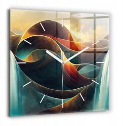  Négyzet alakú Üveg Hálószobai Óra Nyomtatott Folyó vízesés 60x60 cm (010010500080100271510)