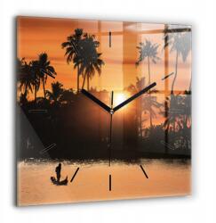  Falióra Négyzet alakú Üveg Naplemente és pálmafák mintával 60x60 cm (010010500080200268097)