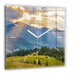  Négyzet alakú üveg falióra stílusos nyomtatással Tájkép erdőkkel 60x60 cm (010010500080100270931)