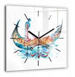  Négyzet alakú üveg falióra Designer Olaszország Velencei Gondola Nagy 60x60 cm (010010500080200268169)