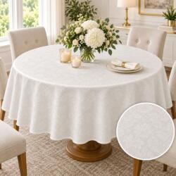 Pucioasa Fata de masa satinata jacquard crem, rotunda, diametru 240cm, elegant floral Fata de masa