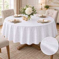 Pucioasa Fata de masa satinata jacquard alba, rotunda, diametru 240cm, damasc floral Fata de masa