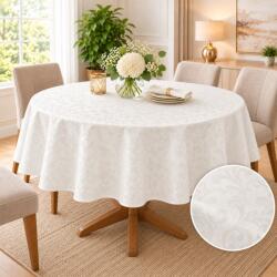 Pucioasa Fata de masa satinata jacquard crem, rotunda, diametru 320cm, model arabesc Fata de masa
