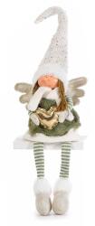 Decorer Figurina Inger Girl din portelan si textil alb verde auriu 18x11x45 cm (9981)