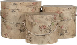 Clayre & Eef Set 3 cutii depozitare carton Ø 23x20 cm, Ø 20x17 cm, Ø 17x14 cm (66362)