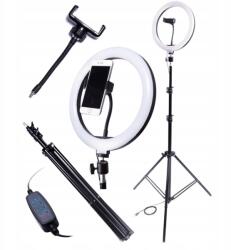  Mg Ring Light Led gyűrűs lámpa magas háromlábú állvány 2, 2 m, fekete (IKO759817)
