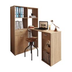 Mobikon Birou cu etajera din pal melaminat maro stejar sonoma Mineson 124x90x145 cm (16479)