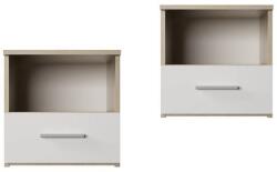 Mobikon Set 2 noptiere mdf stejar sonoma alb, Gabriela, 42x38x40 cm (13861)