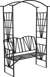 Mobikon Banca de gradina cu pergola metal neagru Haifa 114x42x210 cm (62420)