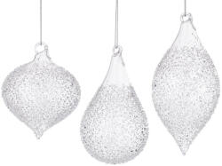 Bizzotto Set 12 globuri brad Craciun sticla transparenta Saturno 7x7x11, 1h; 7, 9x7, 9x9, 5h; 7, 1x7, 1x14h (69751)