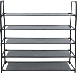 Mobikon Pantofar metal negru rafturi din tesatura Madilo 86x28x89 cm (18093) Pantofar