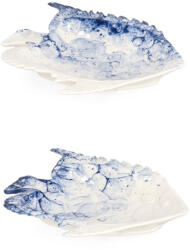 Bizzotto Set 2 platouri portelan alb albastru Fish 21x19x2.8 cm (78150) Tava