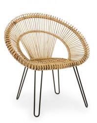 Bizzotto Fotoliu cu picioare fier negru si rattan natur Esteban 83 cm x 64 cm x 89 h (9239)
