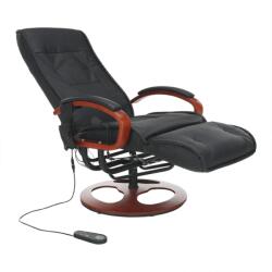 Mobikon Fotoliu masaj tapiterie piele naturala si ecologica negru Artus 66x123x110 cm (18855)