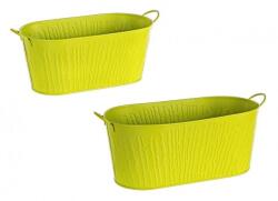 Bizzotto Set 2 ghivece flori zinc verde 32x16x13.5 cm, 28x14.5x12.5 cm (39145)