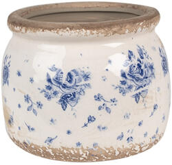 Clayre & Eef Ghiveci flori ceramica bej albastra 12x10 cm (77332)