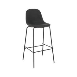 Mobikon Scaun bar tapiterie textil gri picioare metal negru Mariola 50x55x103 cm (18243)