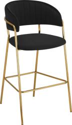 Mobikon Scaun bar catifea neagra crom auriu Dasmin 55x58x107 cm (62662)