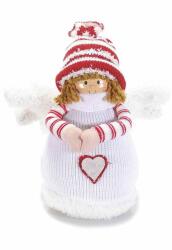 Decorer Figurina Inger portelan textil alb rosu 25 cm (1401)